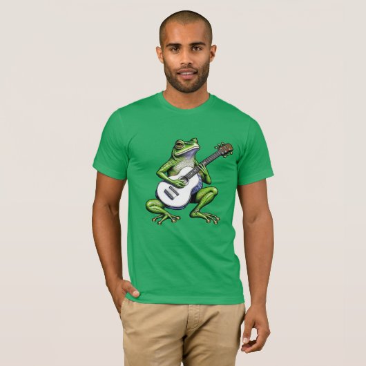 Funny Frog Playing Guitar T-Shirt (Vorne ganz)