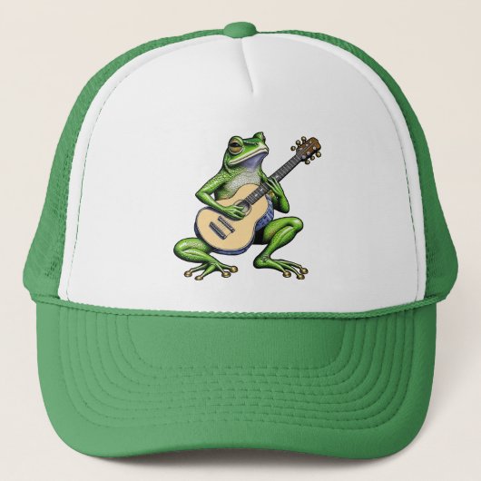 Funny Frog Playing Guitar Truckerkappe (Vorderseite)