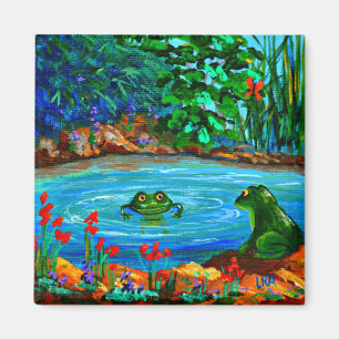 Funny Frog Pond Creationarts Magnet