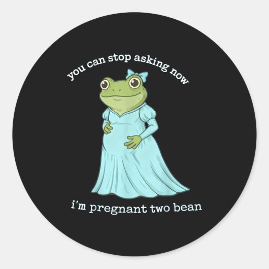 Funny Frog Pregnancy Announcement Medieval Pregnan Runder Aufkleber (Vorderseite)