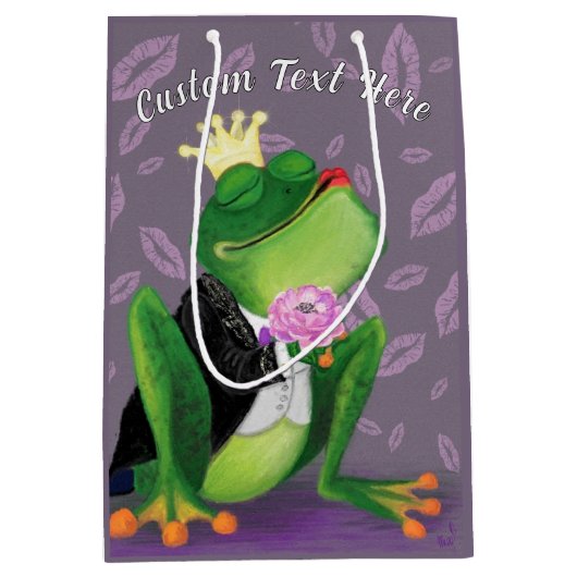 Funny Frog Prince Geschenkbeutel Beutel Kiss mit b Mittlere Geschenktüte (Vorderseite)