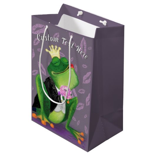 Funny Frog Prince Geschenkbeutel Beutel Kiss mit b Mittlere Geschenktüte (Vorderseite Schrägansicht)