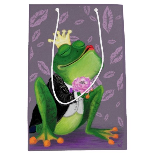 Funny Frog Prince Geschenktasche - Kiss Mittlere Geschenktüte (Vorderseite)