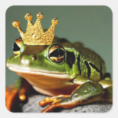 Funny Frog Prince Quadratischer Aufkleber (Vorderseite)
