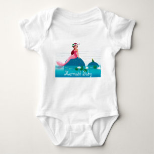 Funny Frog Prince und die süße kleine Meerjungfrau Baby Strampler