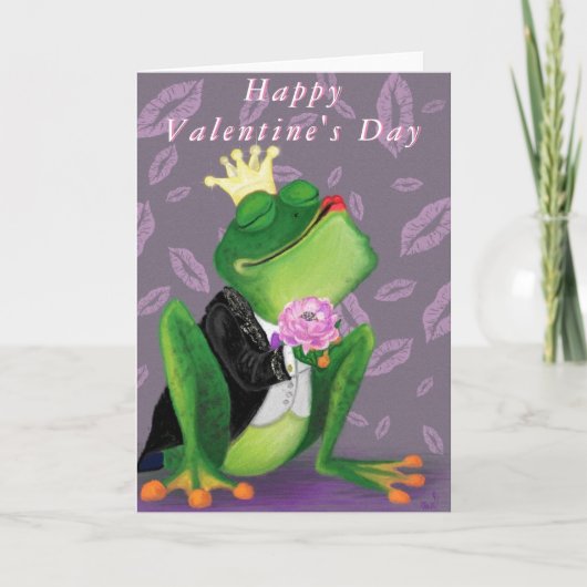 Funny Frog Prince Valentine's Day Card Karte (Vorderseite)