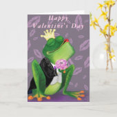 Funny Frog Prince Valentine's Day Card Karte (Gelbe Blume)