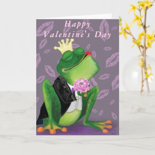Funny Frog Prince Valentine's Day Card Karte (Gelbe Blume)