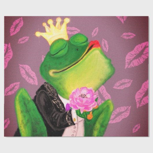 Funny Frog Prince Wrapping Paper Geschenkpapier (Flach)
