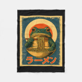 Funny Frog Ramen Kawaii Retro Japanese Rising Sun Fleecedecke (Vorderseite)