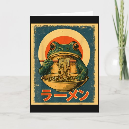 Funny Frog Ramen Kawaii Retro Japanese Rising Sun Karte (Vorderseite)