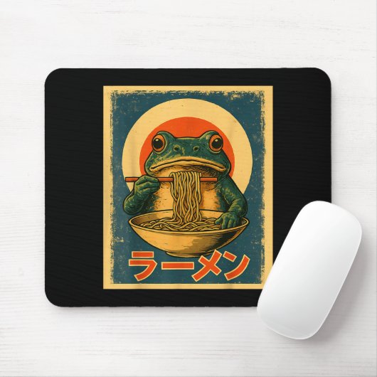 Funny Frog Ramen Kawaii Retro Japanese Rising Sun Mousepad (Mit Mouse)