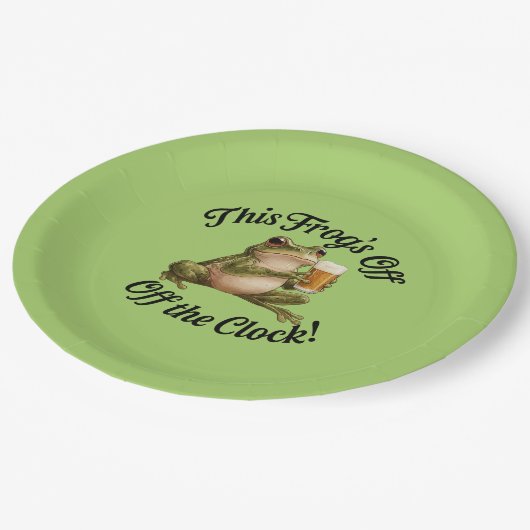Funny Frog Retirement Party Green Design Pappteller (Schrägansicht)