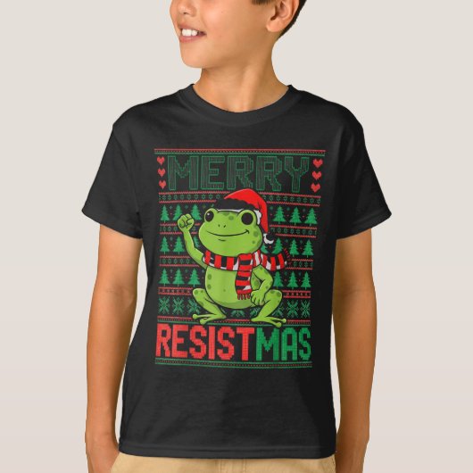 Funny Frog Retro Merry Resistmas Litical Ugly Chri T-Shirt (Vorderseite)