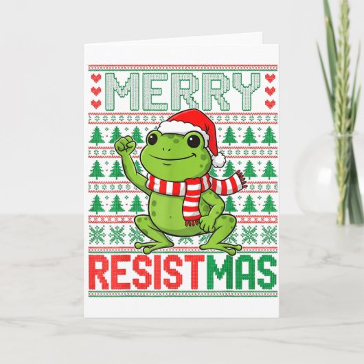 Funny Frog Retro Merry Resistmas Political Ugly Ch Karte (Vorderseite)