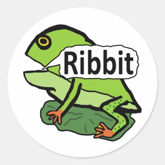 Funny Frog Ribbit Runder Aufkleber (Vorderseite)