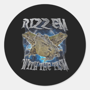 Funny Frog Rizz Em mit dem Tism Frog Meme Autismus Runder Aufkleber