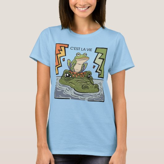 Funny Frog sitzend auf Alligator-Nase, das ist Leb T-Shirt (Vorderseite)