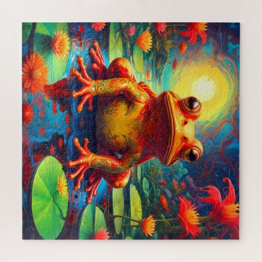 Funny Frog sitzt auf einem Lily Pad Puzzle (Horizontal)