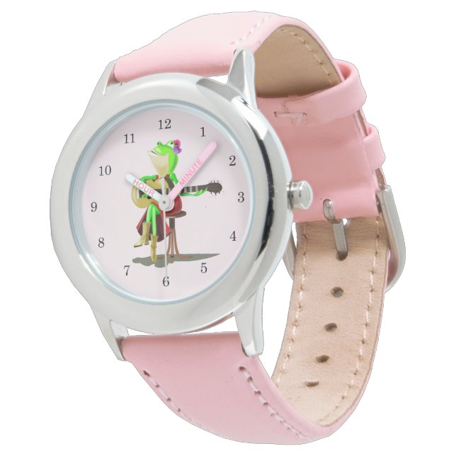 Funny Frog spielt Gitarre Watch Geschenk Armbanduhr (Schrägansicht)