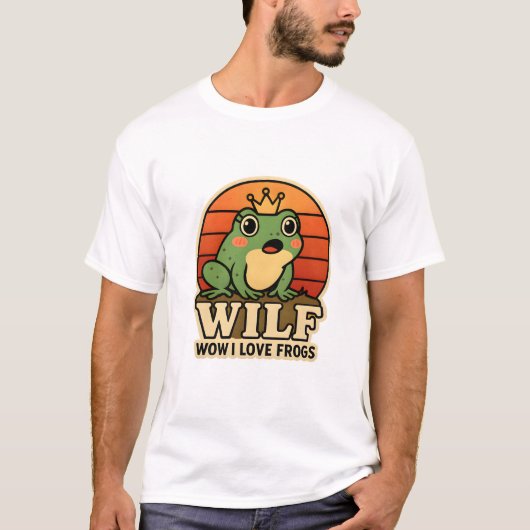 Funny Frog T-Shirt – WILF Wow I Love Frogs Retro F (Vorderseite)