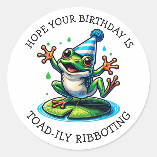 Funny Frog Themed Birthday Runder Aufkleber (Vorderseite)