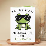 Funny Frog Toad Coole Ehefrau Happy Birthday Dankeskarte<br><div class="desc">Suchen Sie eine einzigartige Möglichkeit, Ihre Liebe und Ihren Spaß zu Ihrem Partner auszudrücken? Unsere lustige Frosch Grußkarte ist die perfekte Wahl für Ihren Mann an seinem Geburtstag! Passen Sie es an, indem Sie Ihre eigene persönliche Nachricht hinzufügen. Das Design zeichnet sich durch eine coole grüne Kröte mit Sonnenbrille aus....</div>