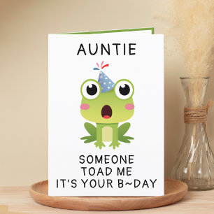 Funny Frog Toad Croak Auntie Happy Birthday Dankeskarte