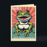 Funny Frog Toad Croak Daughter Happy Birthday Karte<br><div class="desc">Feiern Sie mit dieser fröhlichen Geburtstagskarte einen besonderen Tag! Mit lebendigen Farben und spielerischer Typografie ist diese Karte der ideale Ort, um Freude und Liebe zu verbreiten. Egal, ob Sie einem Freund, einem Familienmitglied oder Kollegen Geburtstagwünsche schicken, diese reizvolle Karte bringt ihnen sicher ein Lächeln ins Gesicht. Links für Ihre...</div>
