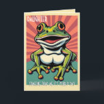Funny Frog Toad Croak Daughter Happy Birthday Karte<br><div class="desc">Feiern Sie mit dieser fröhlichen Geburtstagskarte einen besonderen Tag! Mit lebendigen Farben und spielerischer Typografie ist diese Karte der ideale Ort, um Freude und Liebe zu verbreiten. Egal, ob Sie einem Freund, einem Familienmitglied oder Kollegen Geburtstagwünsche schicken, diese reizvolle Karte bringt ihnen sicher ein Lächeln ins Gesicht. Links für Ihre...</div>