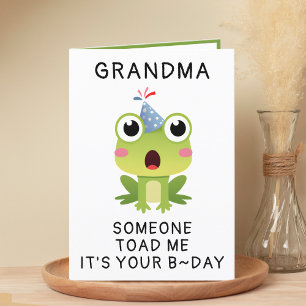 Funny Frog Toad Croak Großmutter Happy Birthday Dankeskarte
