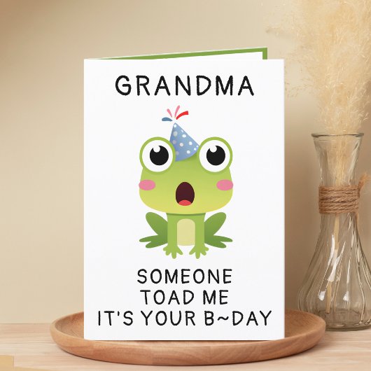 Funny Frog Toad Croak Großmutter Happy Birthday Dankeskarte