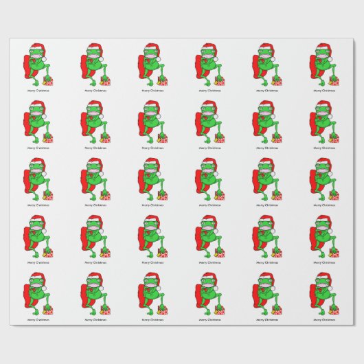Funny Frog trägt einen Red Santa Claus Hat Geschenkpapier (Flach)