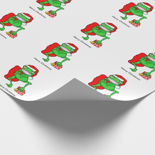 Funny Frog trägt einen Red Santa Claus Hat Geschenkpapier (Ecke)