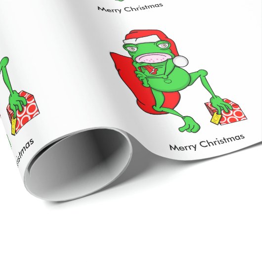 Funny Frog trägt einen Red Santa Claus Hat Geschenkpapier (Rolleneckpunkt)