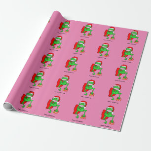 Funny Frog trägt einen Red Santa Claus Hat Geschenkpapier