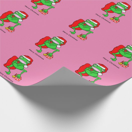Funny Frog trägt einen Red Santa Claus Hat Geschenkpapier (Ecke)