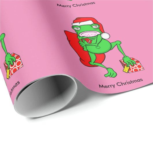 Funny Frog trägt einen Red Santa Claus Hat Geschenkpapier (Rolleneckpunkt)