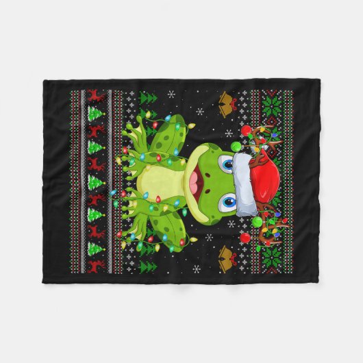 Funny Frog Ugly Christmas Sweaters Holiday Santa C Fleecedecke (Vorderseite (Horizontal))