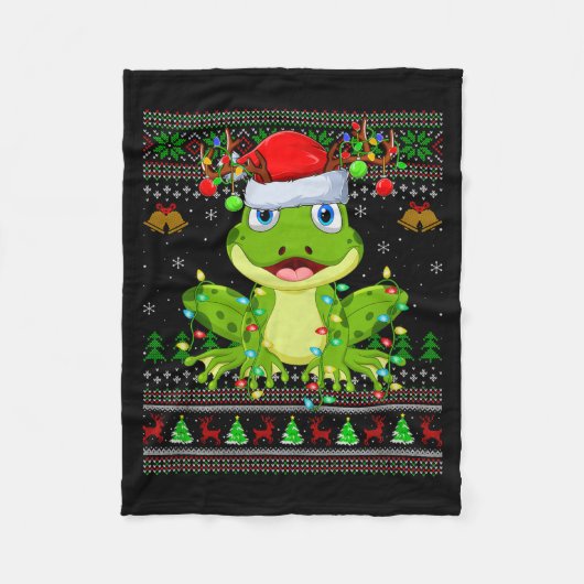 Funny Frog Ugly Christmas Sweaters Holiday Santa C Fleecedecke (Vorderseite)