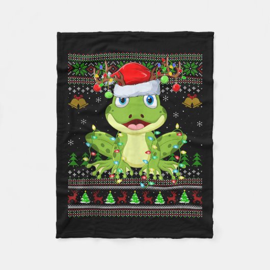 Funny Frog Ugly Christmas Sweaters Holiday Santa C Fleecedecke (Vorderseite)
