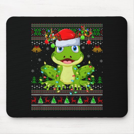 Funny Frog Ugly Christmas Sweaters Holiday Santa C Mousepad (Vorne)