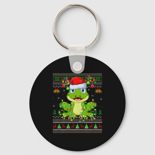 Funny Frog Ugly Christmas Sweaters Holiday Santa C Schlüsselanhänger (Vorderseite)