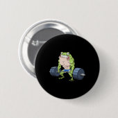 Funny Frog Weightlift Fitness Gym Barb Button (Vorne & Hinten)