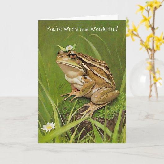 Funny Frog Weird Friend Niedlich Spaß Freundschaft Karte (Gelbe Blume)