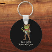 Funny Frog Western Engagement Matching Couples Tee Schlüsselanhänger (Vorderseite)