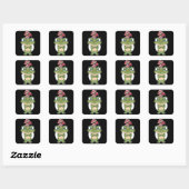 Funny Frog with mushrooms Quadratischer Aufkleber (Blatt)