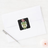 Funny Frog with mushrooms Quadratischer Aufkleber (Umschlag)
