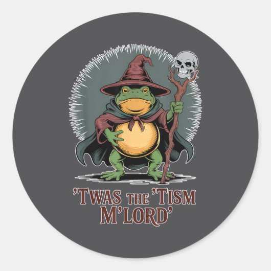 Funny Frog Wizard twas The tism M'lord Fantasy Art Runder Aufkleber (Vorderseite)