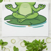 Funny Frog Yoga Cartoon Lotus Lily Pad Pose Design Geschirrtuch (Gefaltet)